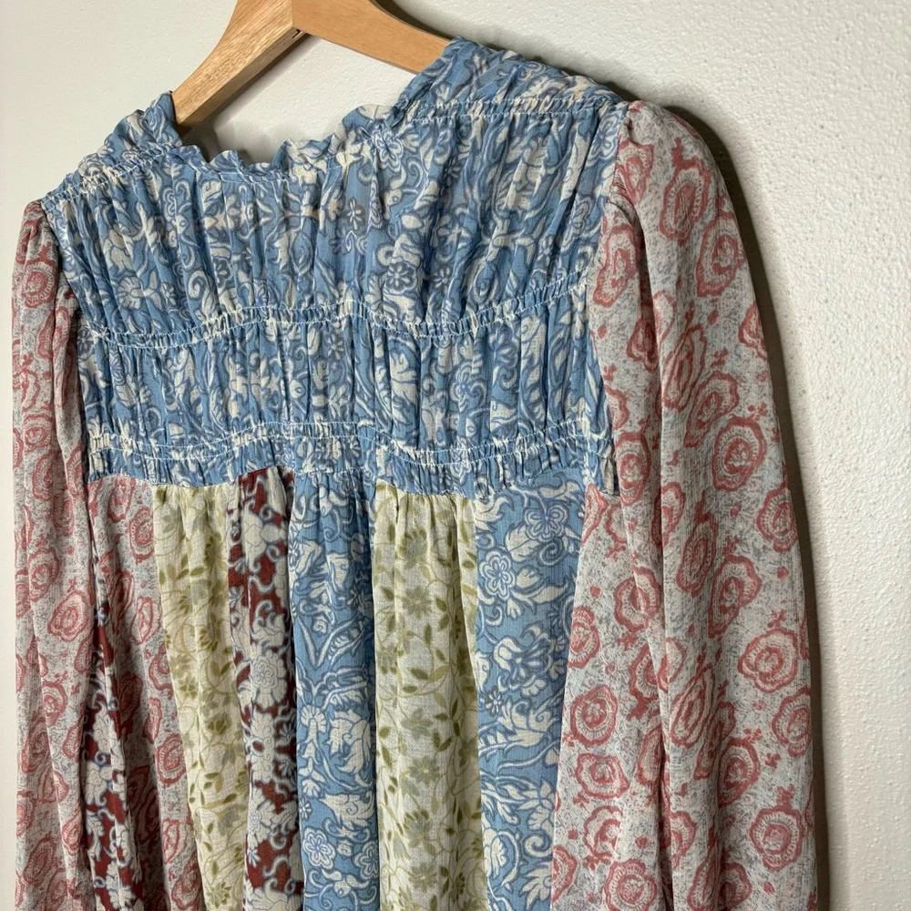 Free People  Merrie Mixed Print Tunic In Lilac Size small - Picture 3 of 10